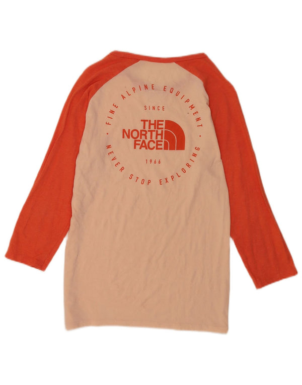 Женский топ с рисунком The North Face, рукав 3/4, Великобритания, 12, средний розовый цвет с блоками