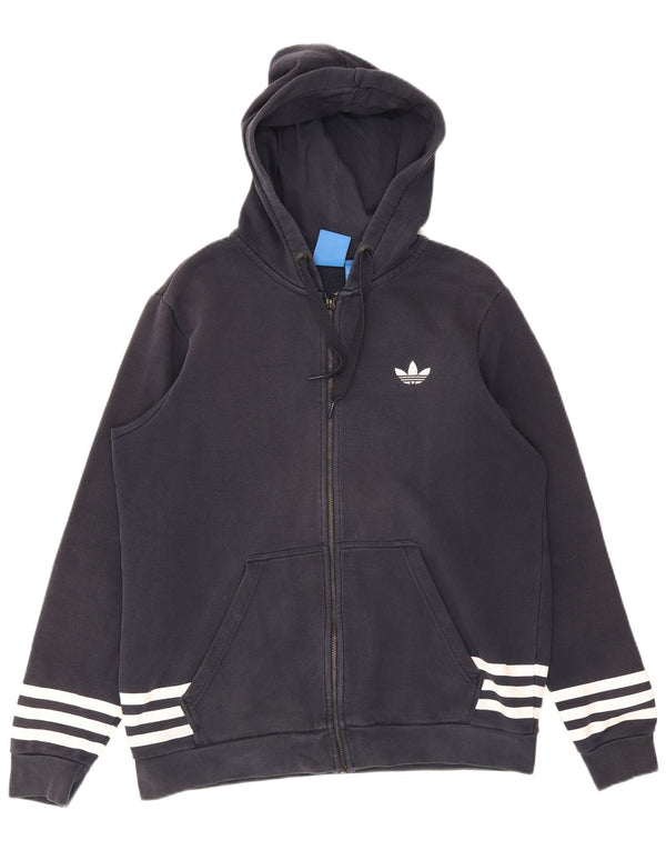 Мужской свитер с капюшоном Adidas на молнии с графическим рисунком, большой темно-синий, хлопковый