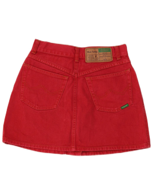 Benetton Женская мини-юбка джинсовая IT 44 Medium W26 Красный хлопок