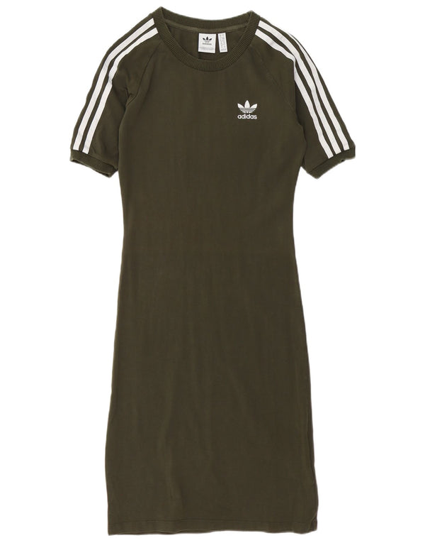Женское платье-футболка Adidas UK 10, маленькое зеленое хлопок