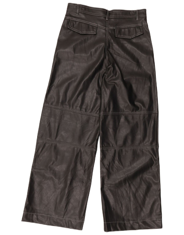 Женские широкие брюки из искусственной кожи Zara Medium W30 L31, черные