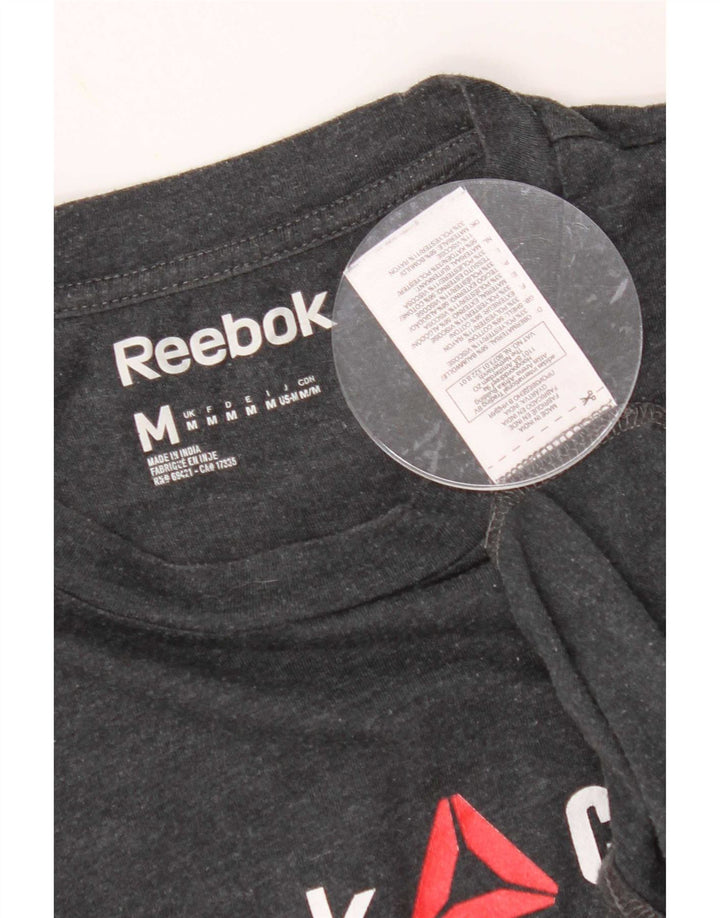 Мужская футболка с рисунком Reebok, хлопковый топ среднего серого цвета