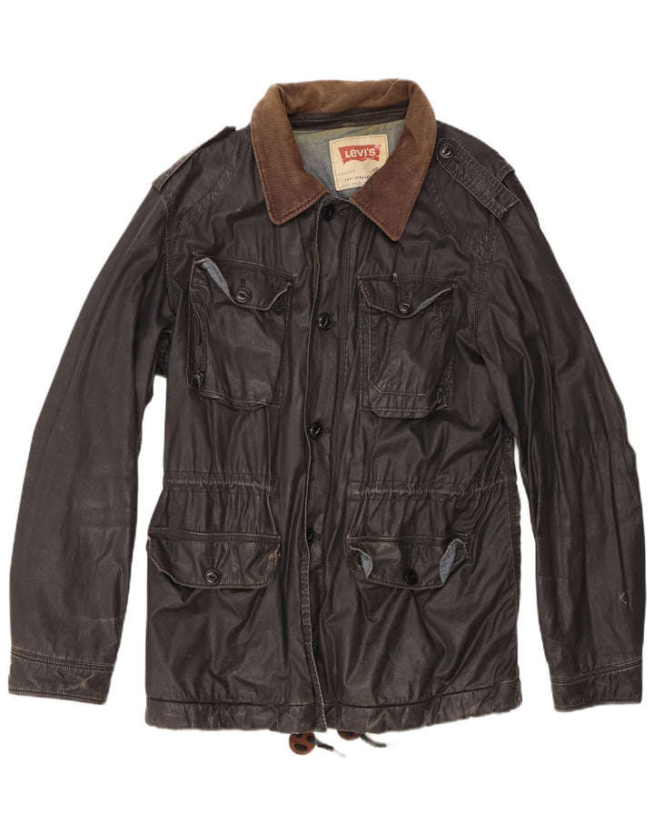 Мужская куртка Levi's в стиле милитари UK 40, большая черная, хлопок