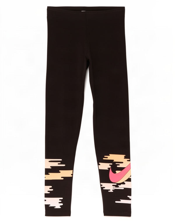 Женские леггинсы с рисунком Nike Dri Fit UK 12, средний черный, хлопок