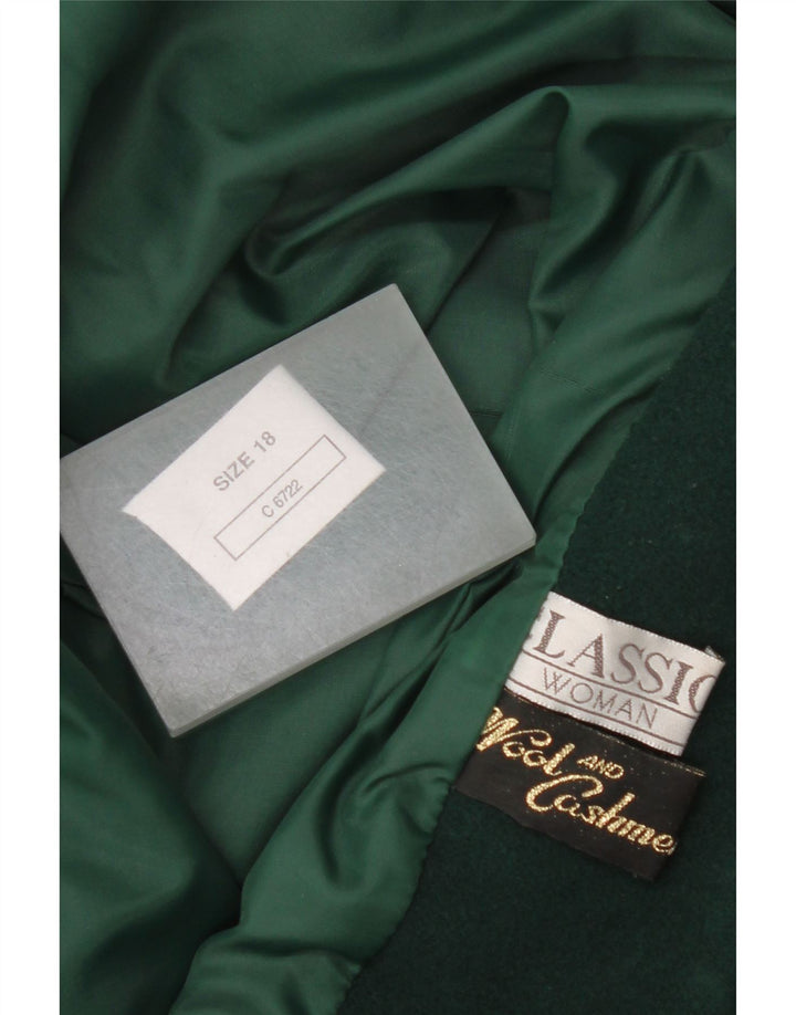 Винтажный женский двубортный пиджак, Великобритания, 18 XL, зеленый шерстяной пиджак
