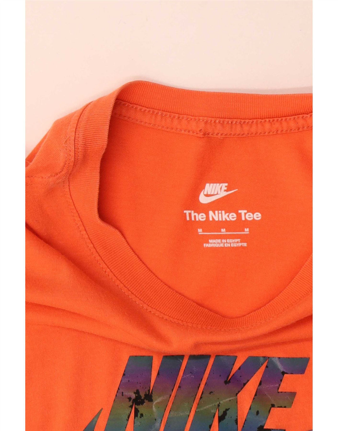 Мужская футболка с рисунком Nike, хлопковый топ среднего оранжевого цвета
