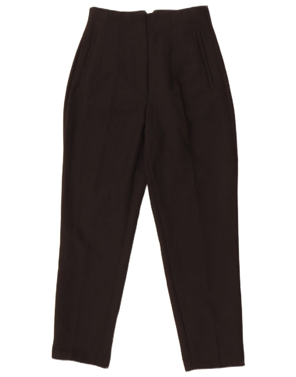 Zara Женские тонкие костюмные брюки с высокой талией, маленькие W26 L26, черные, полиэстер