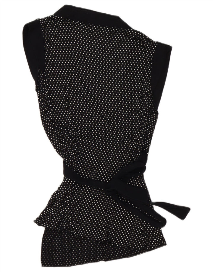 Женский кардиган без рукавов с запахом KOOKAI, размер США 3, маленький черный в горошек