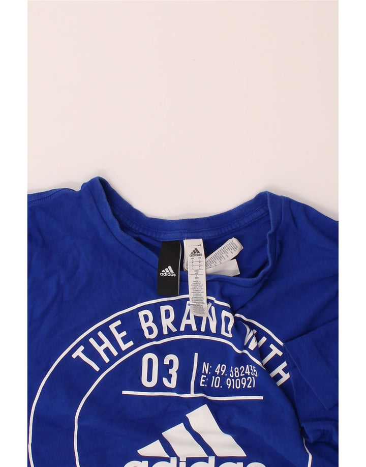 ADIDAS Mens Graphic T-Shirt Top Large Blue Cotton Vintage Adidas and Second-Hand Adidas from Messina Hembry 
