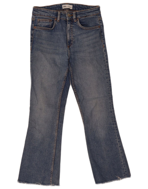 Женские расклешенные джинсы Zara EU 38, маленькие W28 L25, синие, хлопок