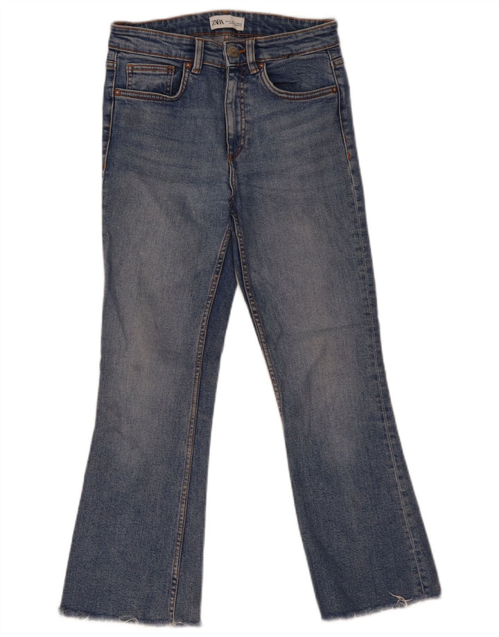 Женские расклешенные джинсы Zara EU 38, маленькие W28 L25, синие, хлопок