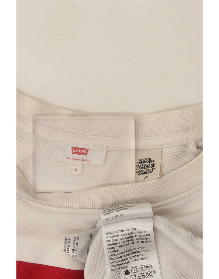Женский джемпер свободного размера с рисунком Levi's, большой белый хлопок, Великобритания 16