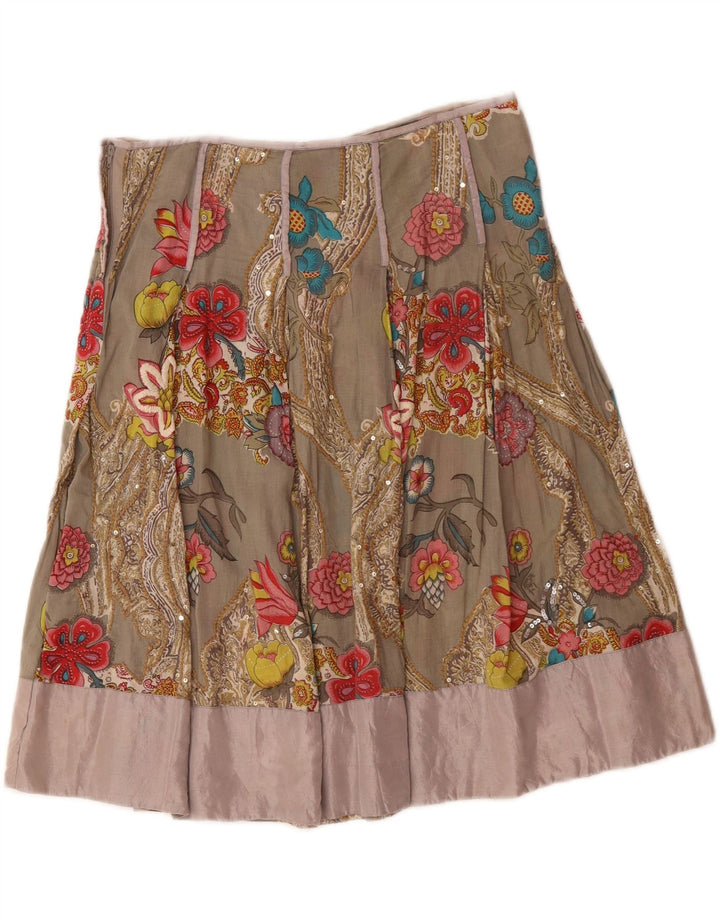 TWIN-SET Womens Graphic Flared Skirt W30 Medium Grey Floral Vintage Twin-Set and Second-Hand Twin-Set from Messina Hembry 