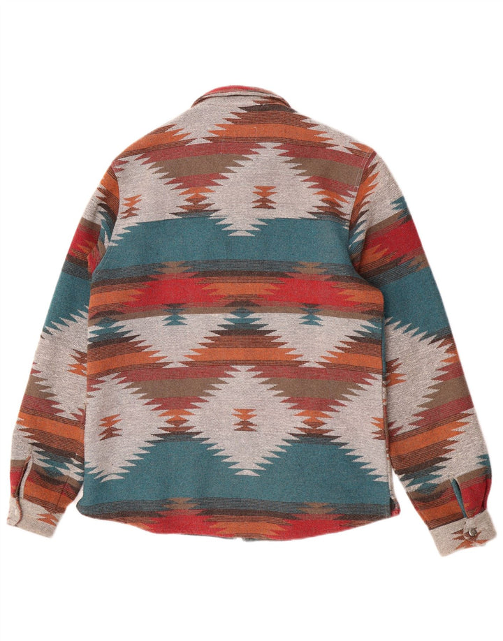 Винтажная женская рубашка-рубашка UK 18 XL из разноцветного полиэстера с геометрическим рисунком