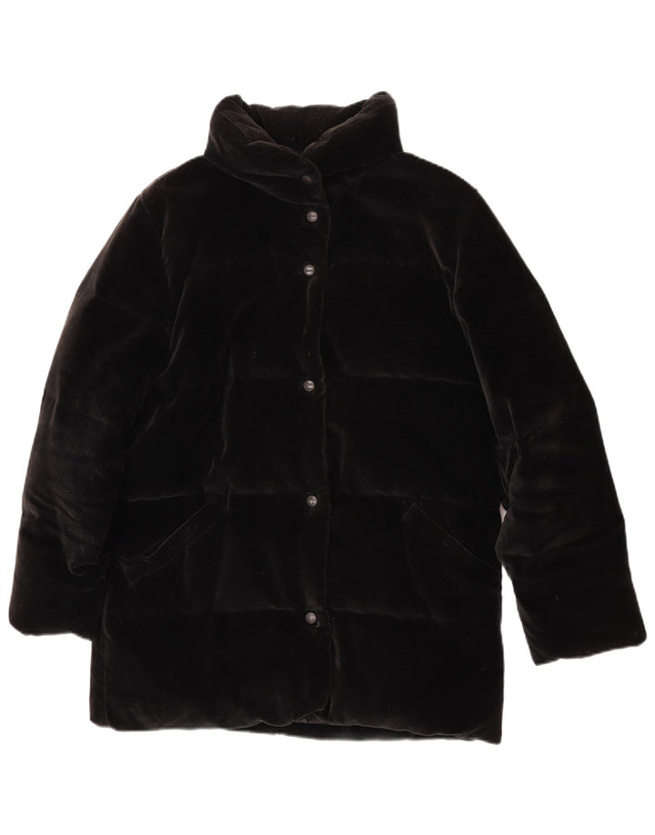 Moncler Женская негабаритная бархатная стеганая куртка, размер 0 XS, черный хлопок