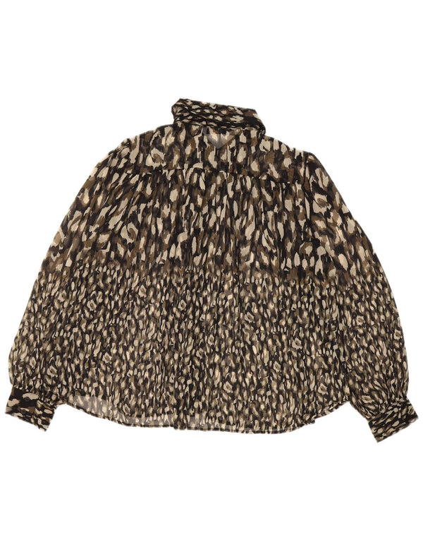Zara Womens Oversized Shirt Blouse UK 10 Small Black Animal Print