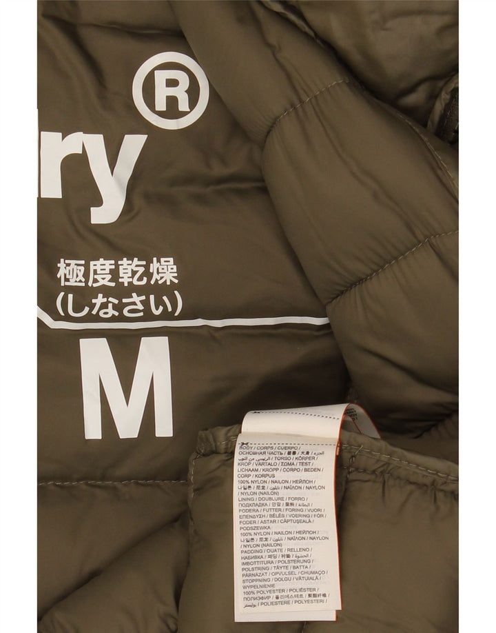 Женское стеганое пальто с капюшоном Superdry UK 14, средний хаки, нейлон