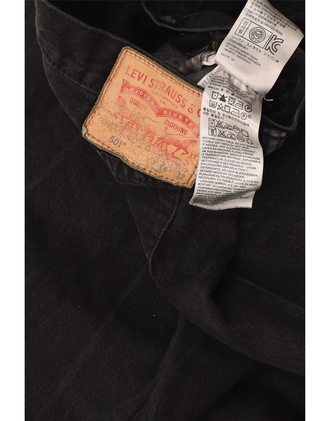 Мужские прямые джинсы Levi's 501 W34 L32 темно-синие, хлопок