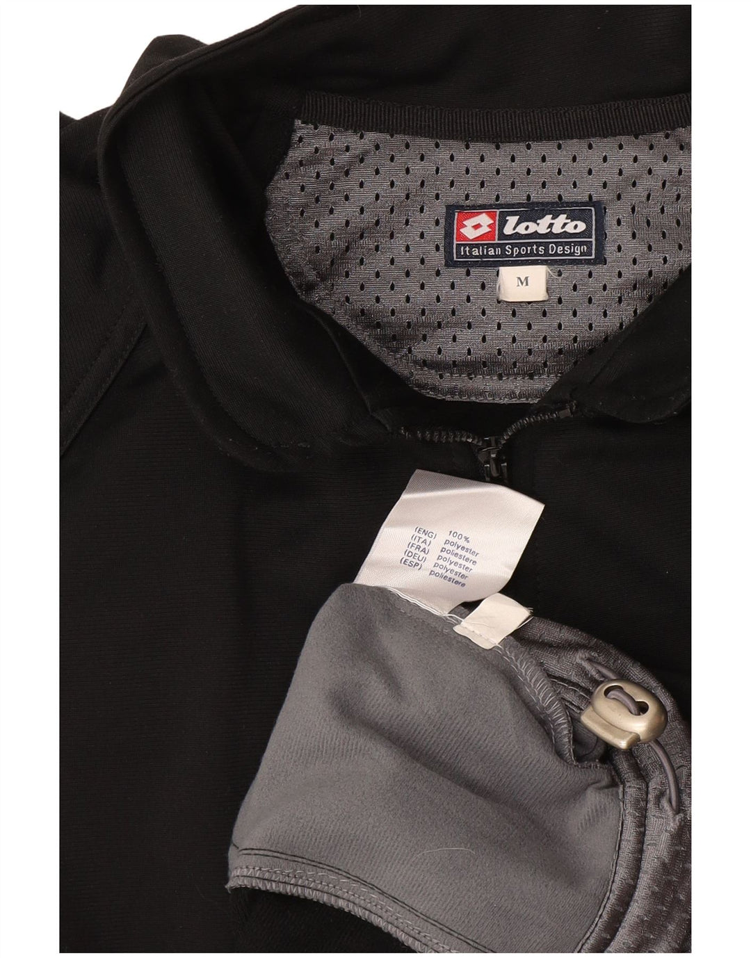 LOTTO Мужской спортивный костюм, верхняя куртка, средний черный, полиэстер с цветными блоками
