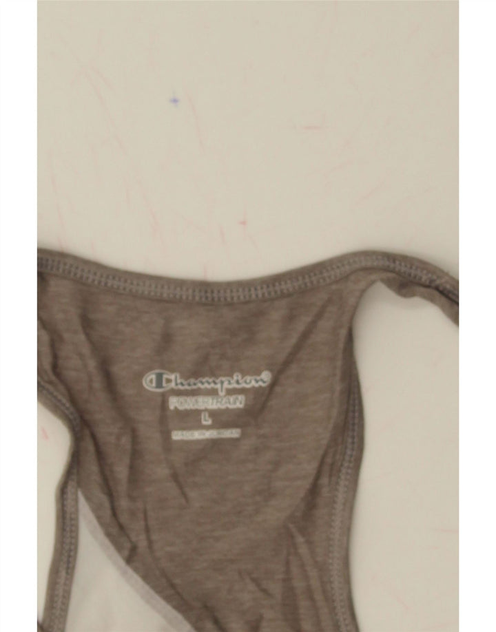 CHAMPION Womens Graphic Vest Top UK 16 Large Grey Colourblock Polyester Vintage Champion and Second-Hand Champion from Messina Hembry 