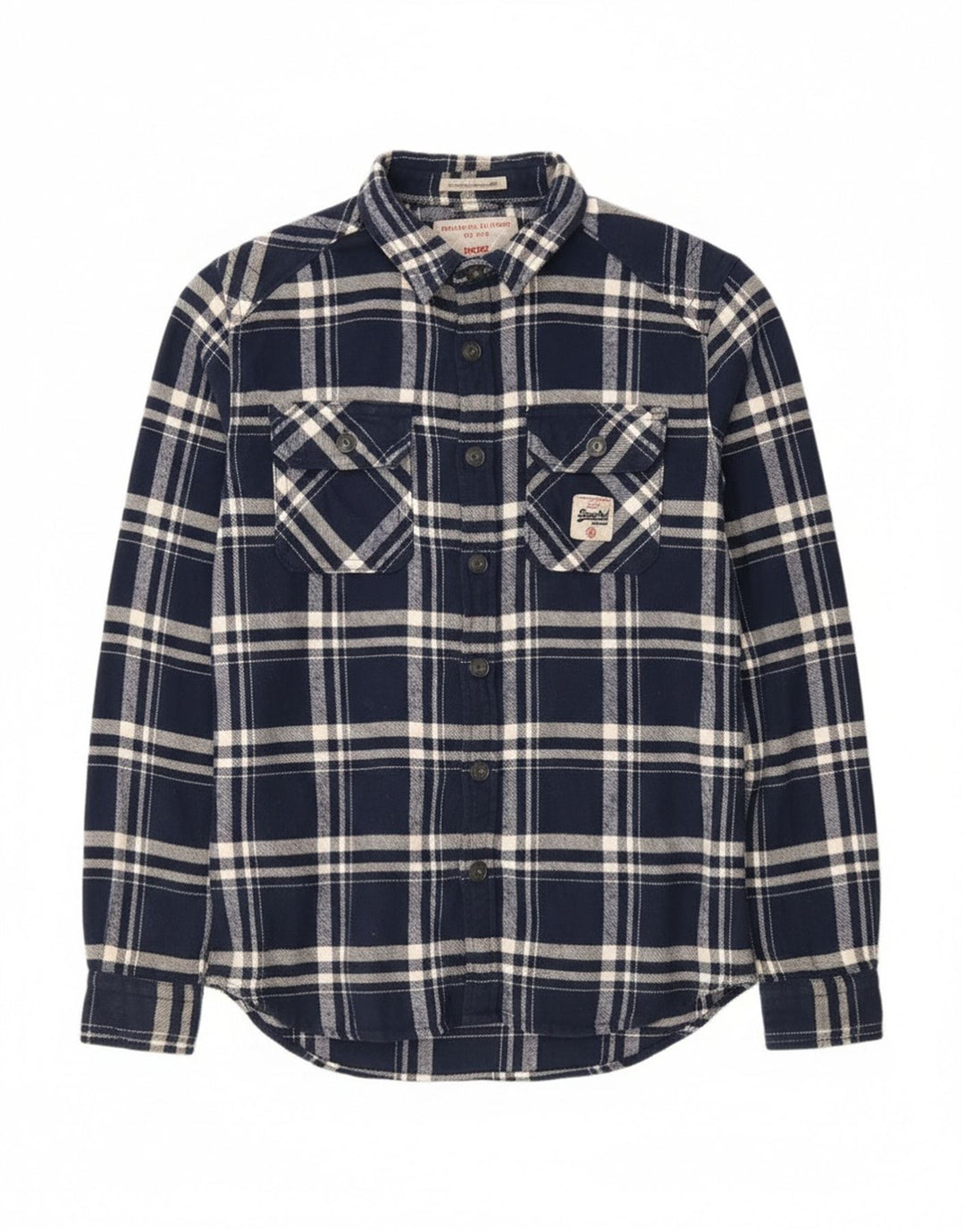 Мужская фланелевая рубашка Superdry, большая темно-синяя клетка, хлопок