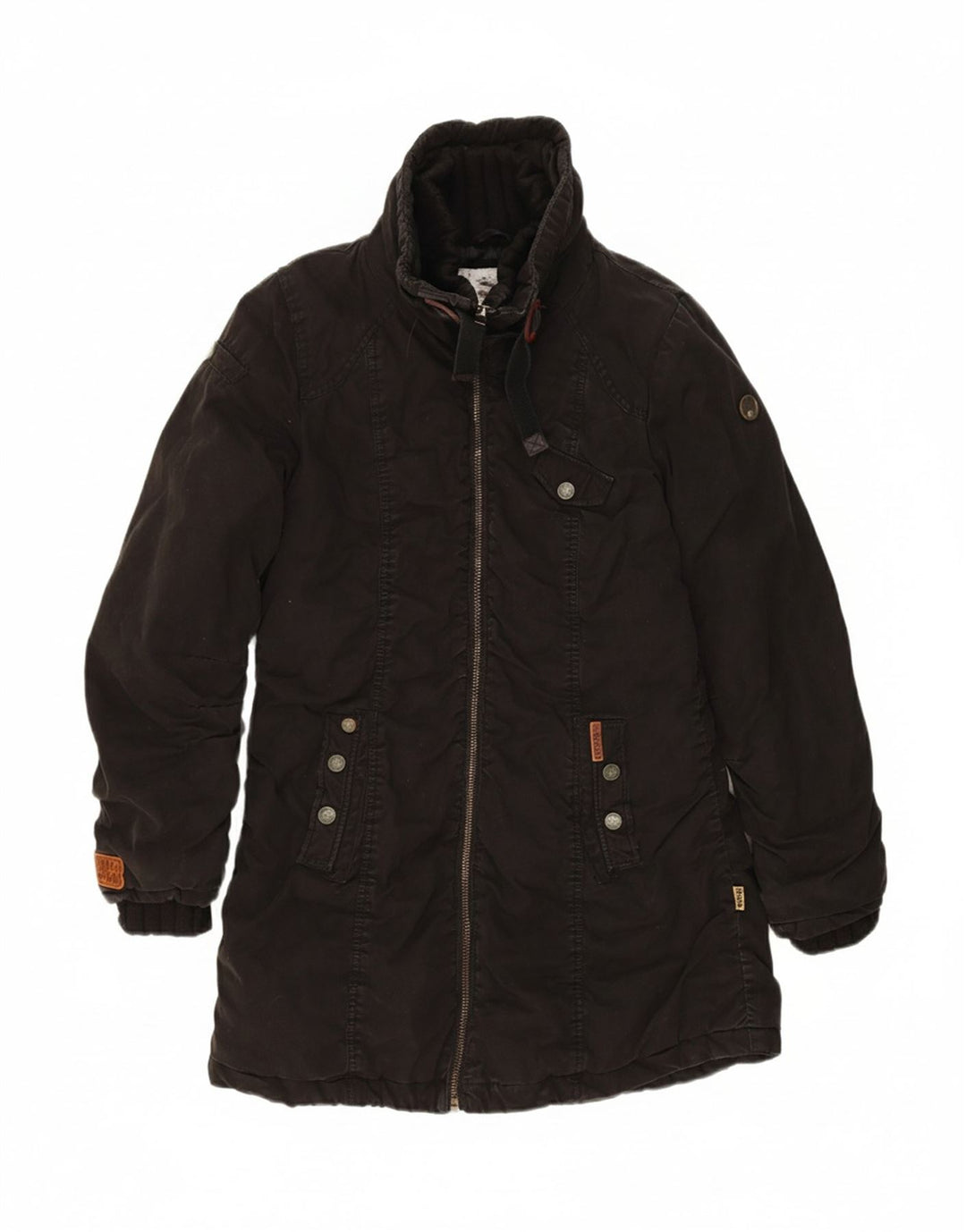 KHUJO Womens Windbreaker Coat UK 16 Large Black Cotton