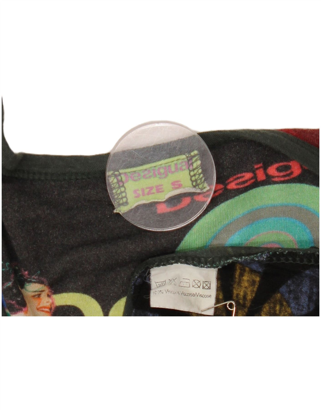 Женский топ с рисунком Desigual, длинный рукав, Великобритания, 8, маленький, разноцветная вискоза