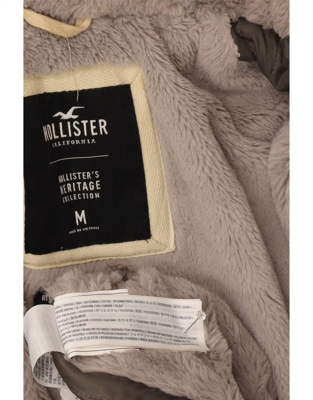 Женская парка из шерпы с капюшоном Hollister UK 14, средний серый полиэстер