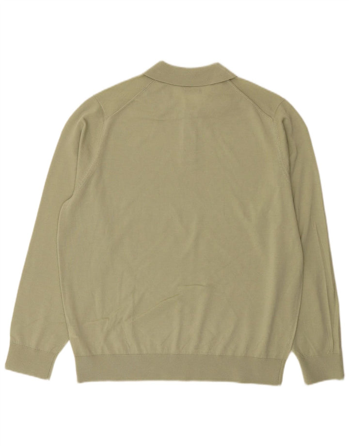 Мужской свитер с воротником поло Massimo Dutti XL, зеленая шерсть