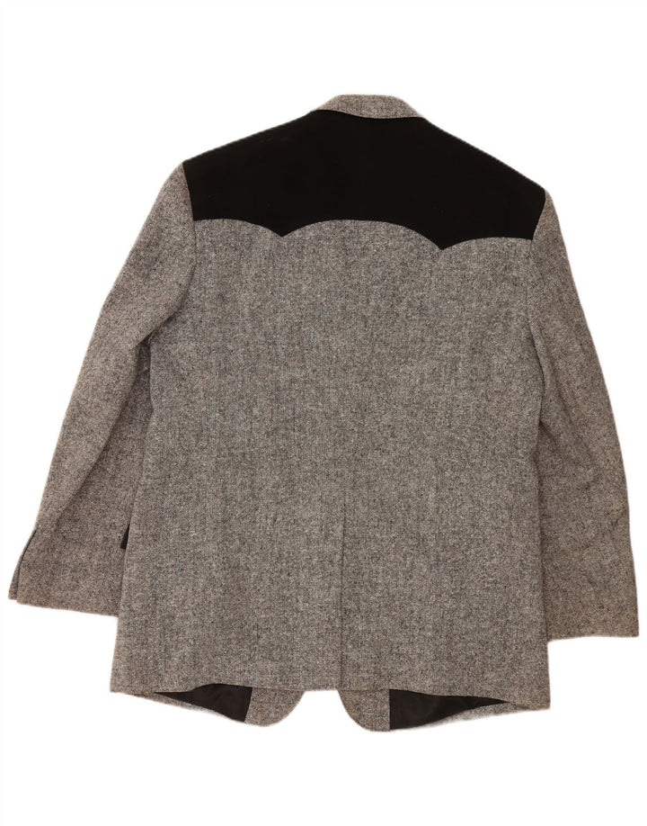 STOCKERPOINT Мужской пиджак с 2 пуговицами UK 44 2XL Серый шерстяной с цветными блоками