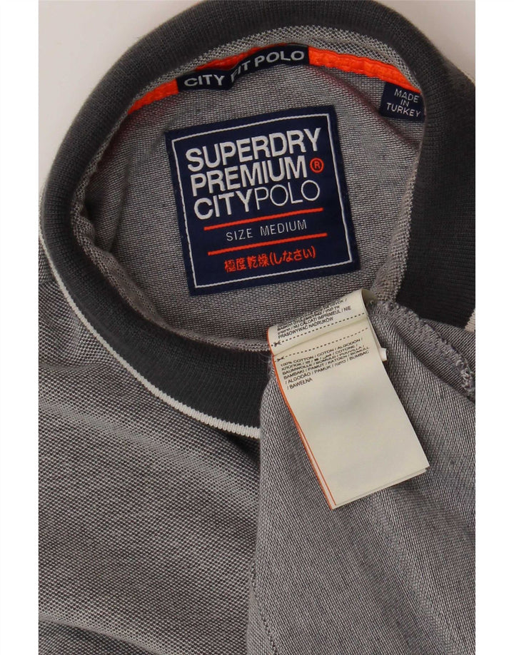 Мужская рубашка-поло Superdry из хлопка среднего серого цвета