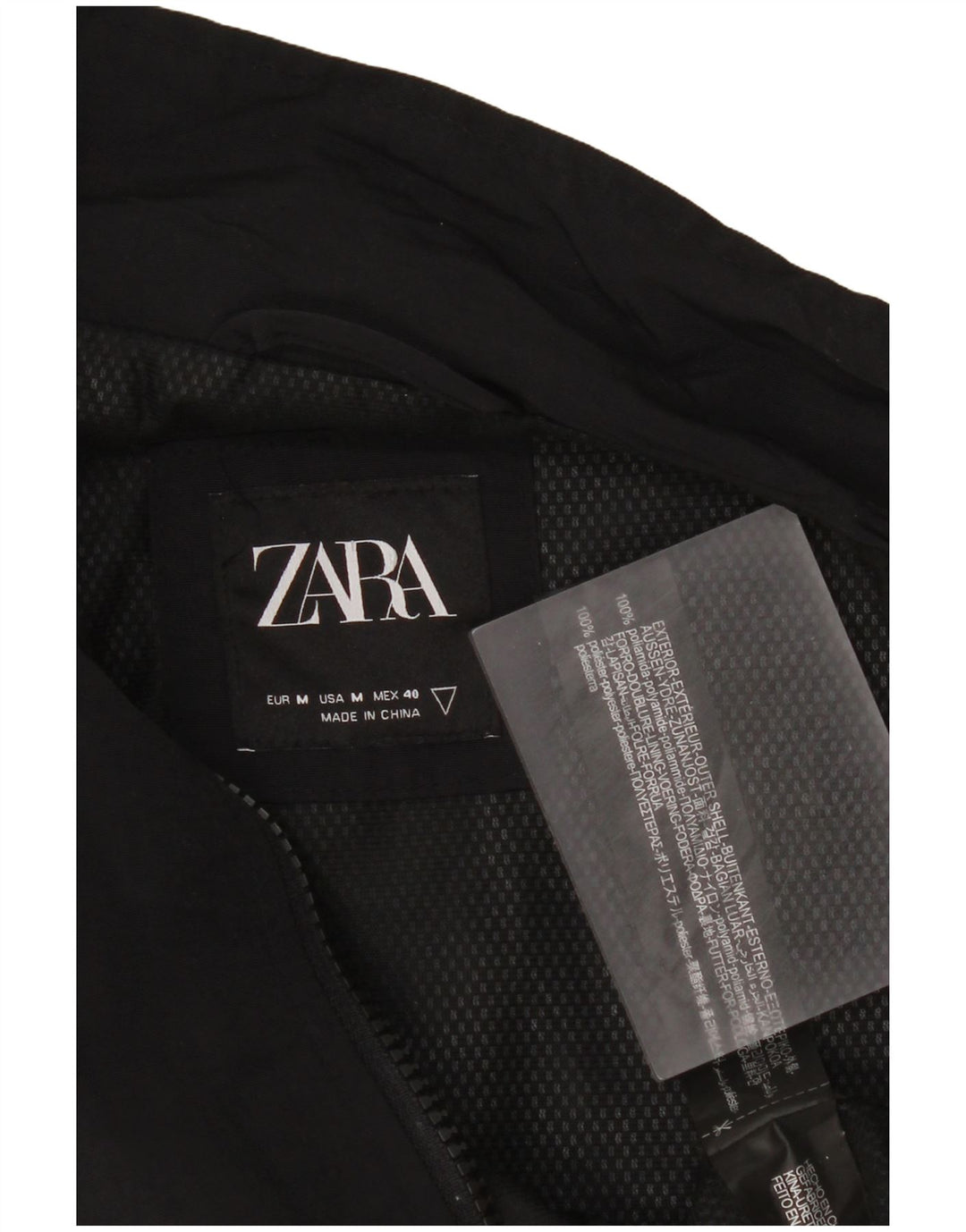 Мужская куртка-бомбер Zara UK 38, средний черный, полиамид