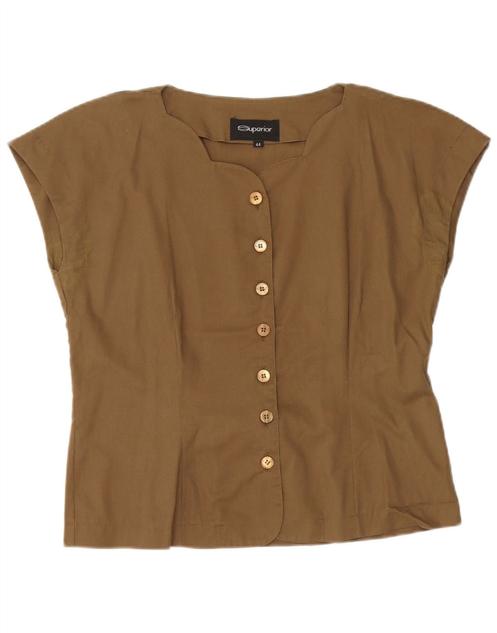 Женская укороченная блузка-рубашка без рукавов SUPERIOR IT 44, средний цвет хаки, хлопок