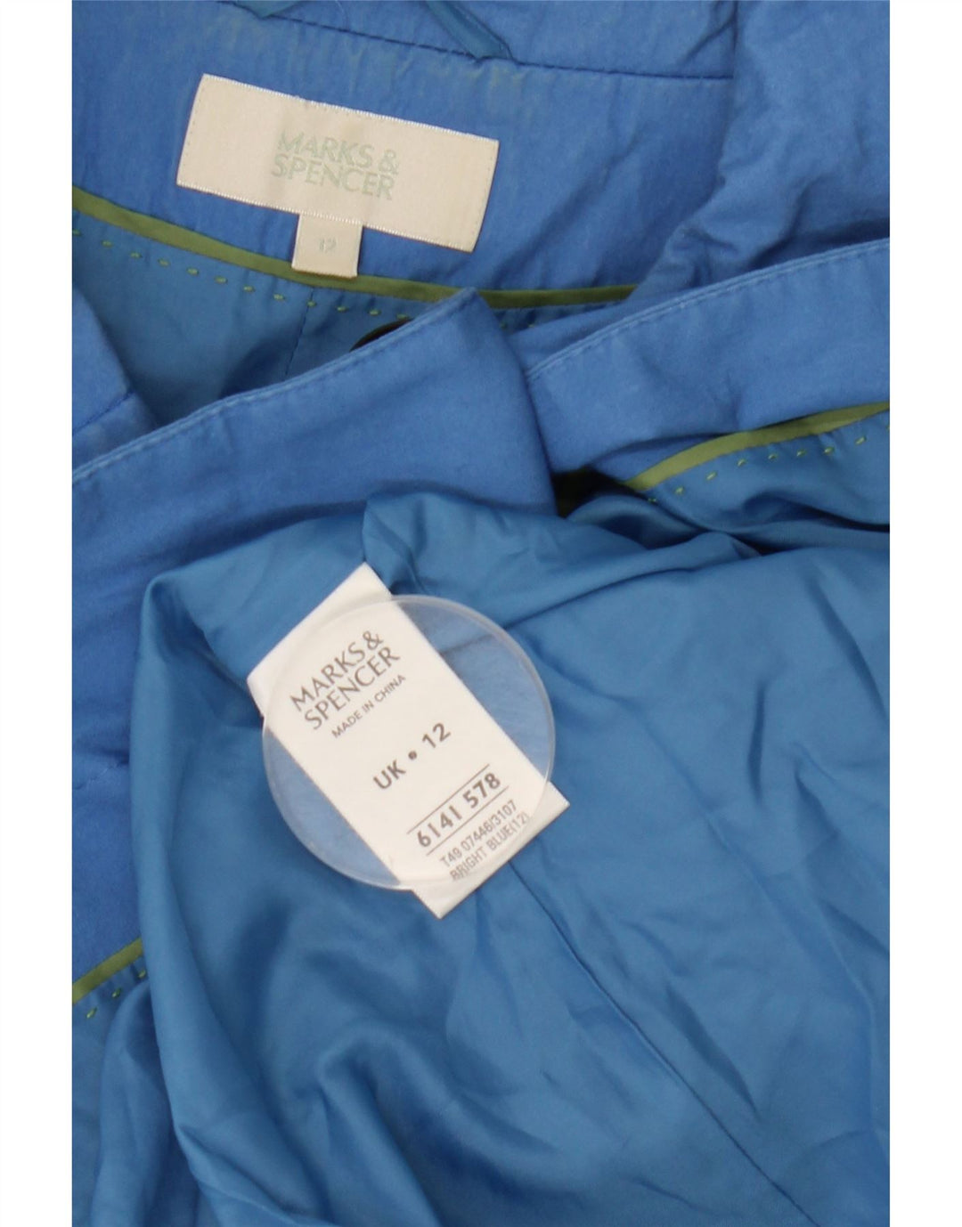 Женское пальто с рукавом 3/4 Marks & Spencer, британский цвет 12, средний синий хлопок