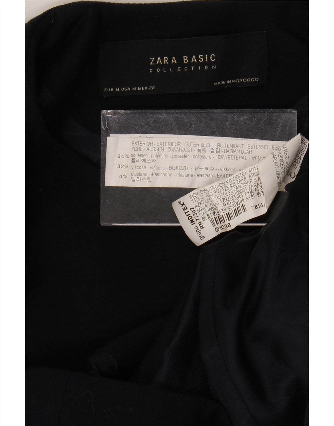 Женский пиджак Zara с молнией во всю длину, Великобритания 12, средний темно-синий, полиэстер