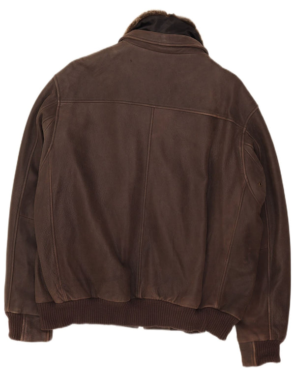 Мужская кожаная куртка Oconi IT 54 2XL Коричневая кожа
