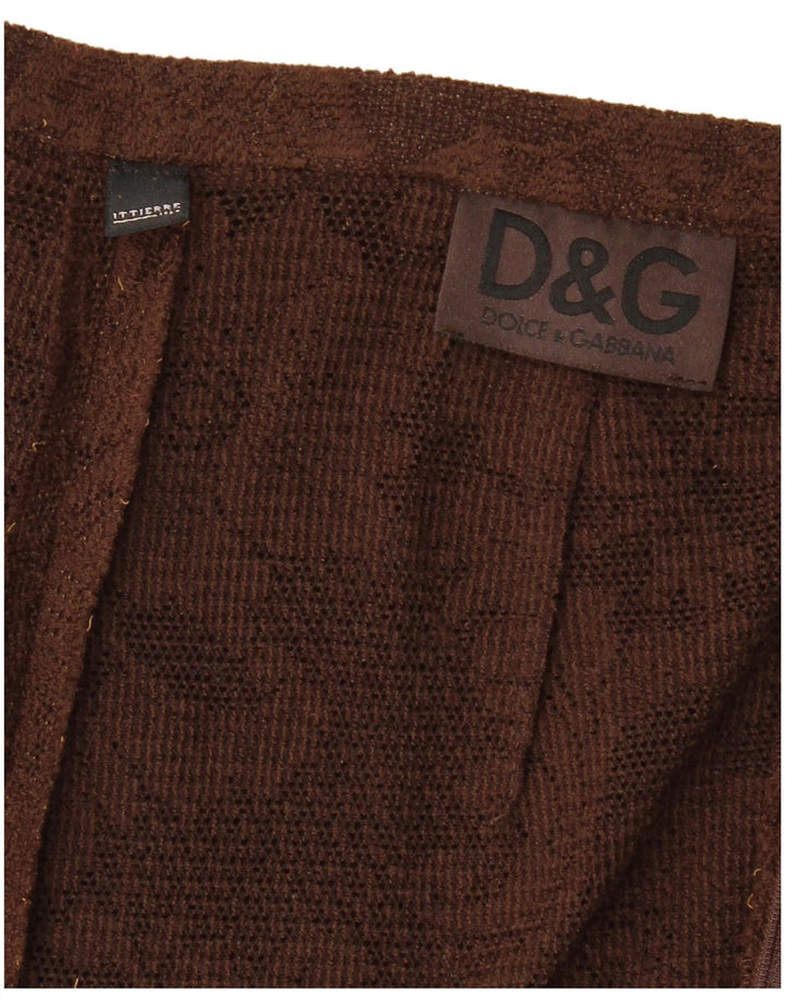 DOLCE & GABBANA Женская трикотажная макси-юбка W26, маленькая, коричневая с цветочным принтом