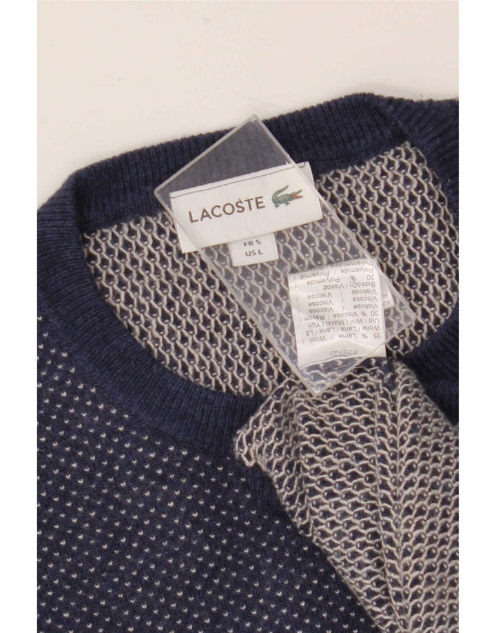 Мужской свитер Lacoste с круглым вырезом, размер 5, большой, темно-синий, шерстяной