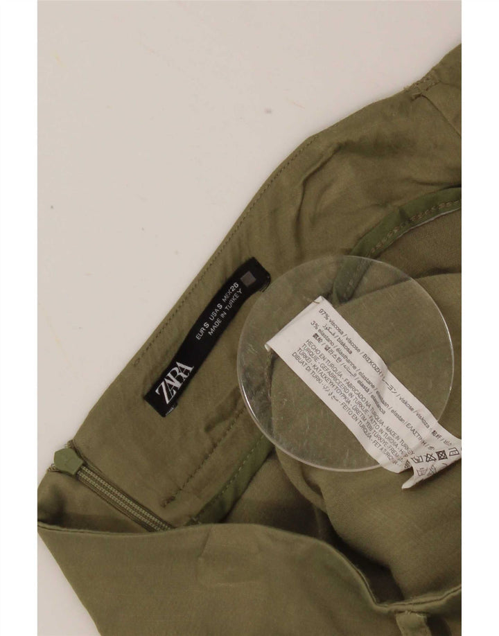 Женская мини-юбка с запахом Zara, маленькая W26, хаки, вискоза