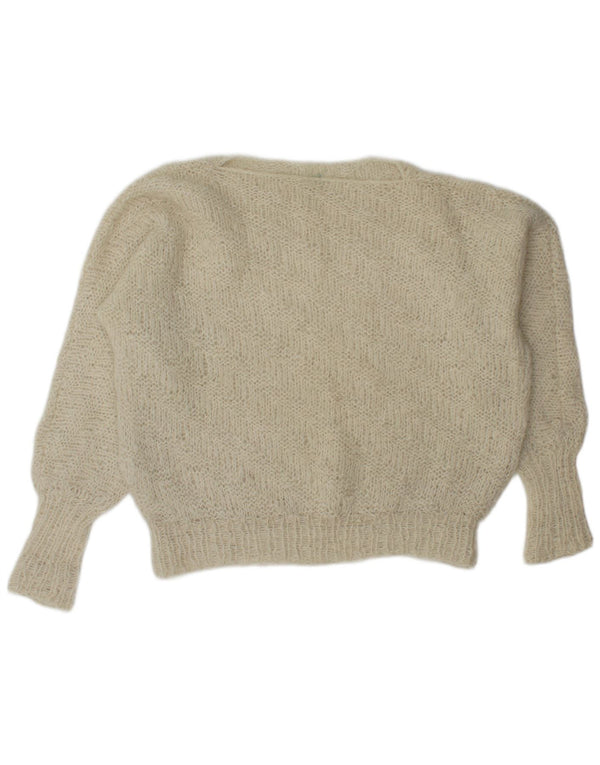 Винтажный женский свободный джемпер с вырезом «лодочка», Великобритания, 20, 2XL, бежевый