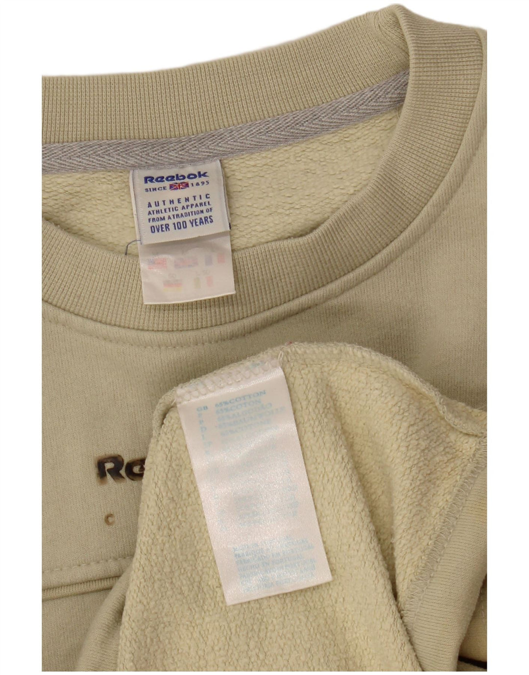 Мужской свитшот с рисунком Reebok, хлопковый джемпер среднего зеленого цвета