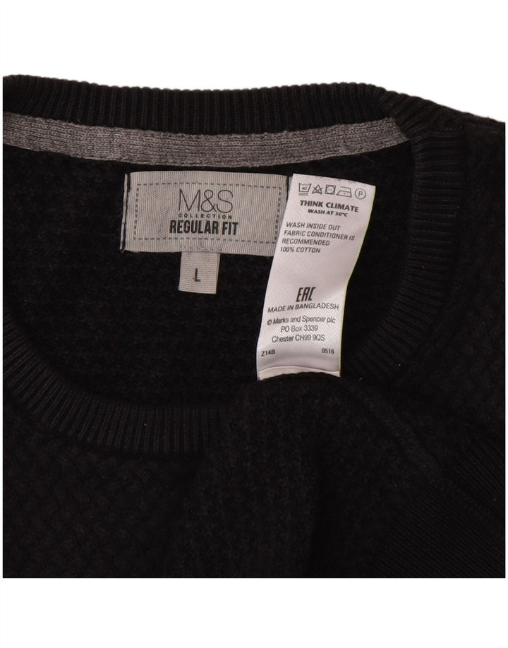 Мужской джемпер стандартного кроя с круглым вырезом Marks & Spencer, большой черный