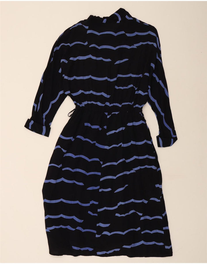 ВИНТАЖНОЕ Женское платье макси с рукавом 3/4 IT 42, средний черный в полоску, вискоза