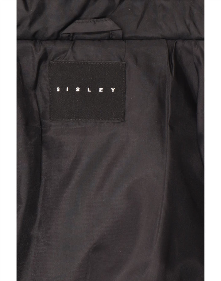 Женская укороченная стеганая куртка оверсайз Sisley UK 14, средний черный полиамид