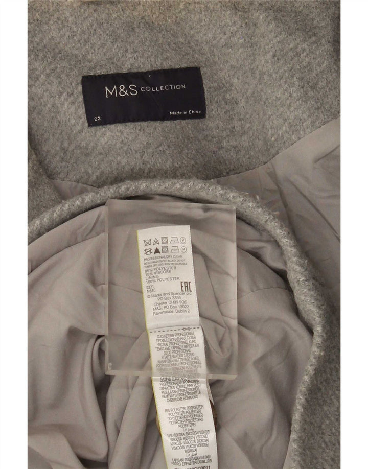 Женское двубортное пальто Marks & Spencer UK 22 3XL, серый полиэстер