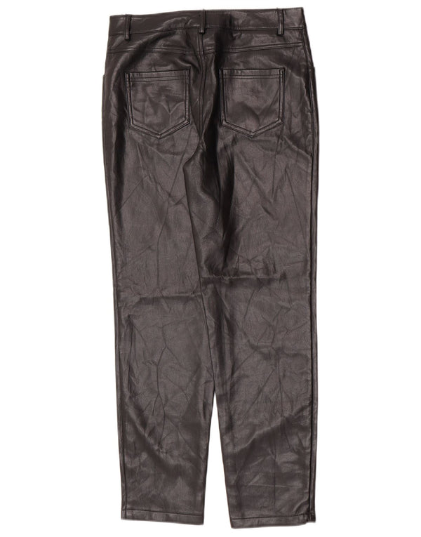 Guess Женские зауженные брюки из искусственной кожи UK 14 Medium W28 L26 Черные