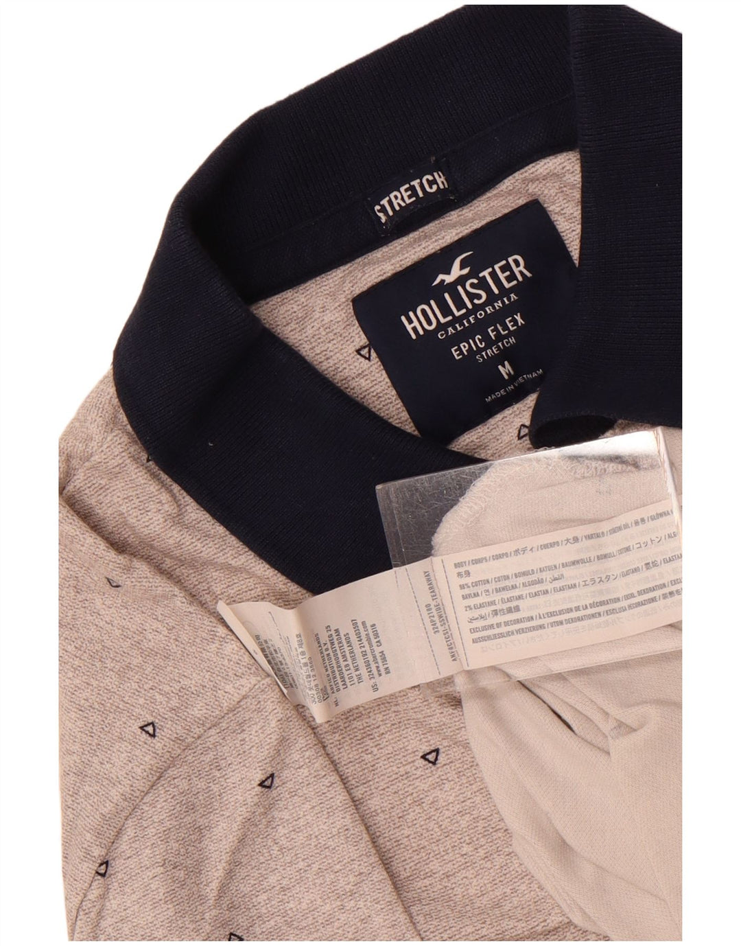 Мужская рубашка-поло Hollister среднего серого цвета с геометрическим рисунком