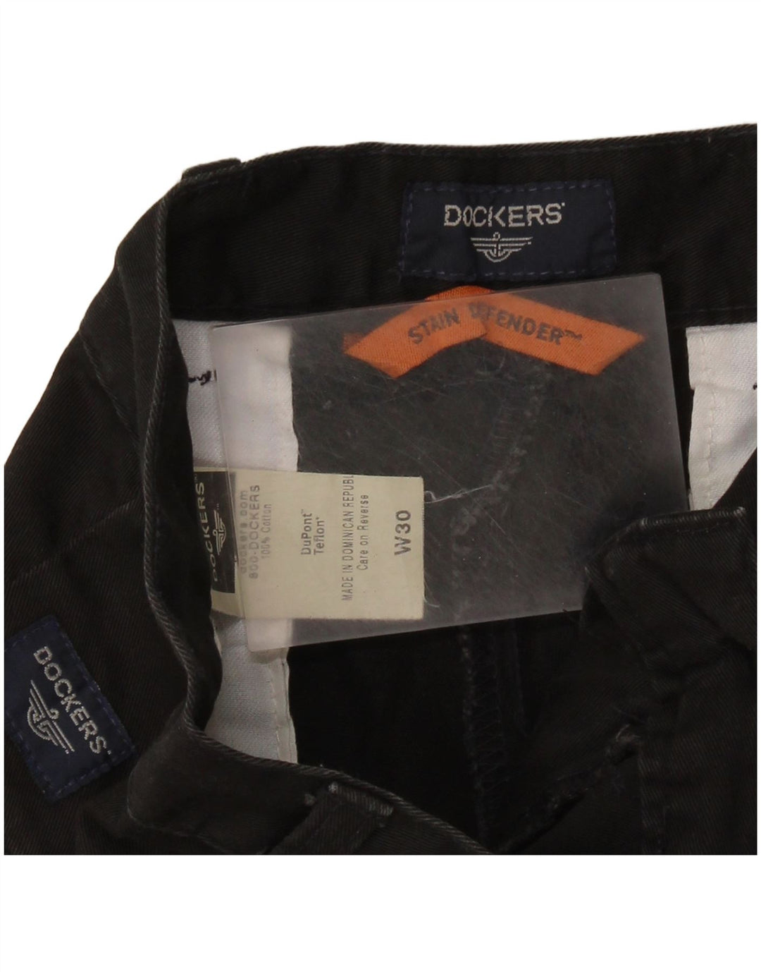 Мужские шорты чинос DOCKERS Stain Defender с привязками W30, средний черный хлопок