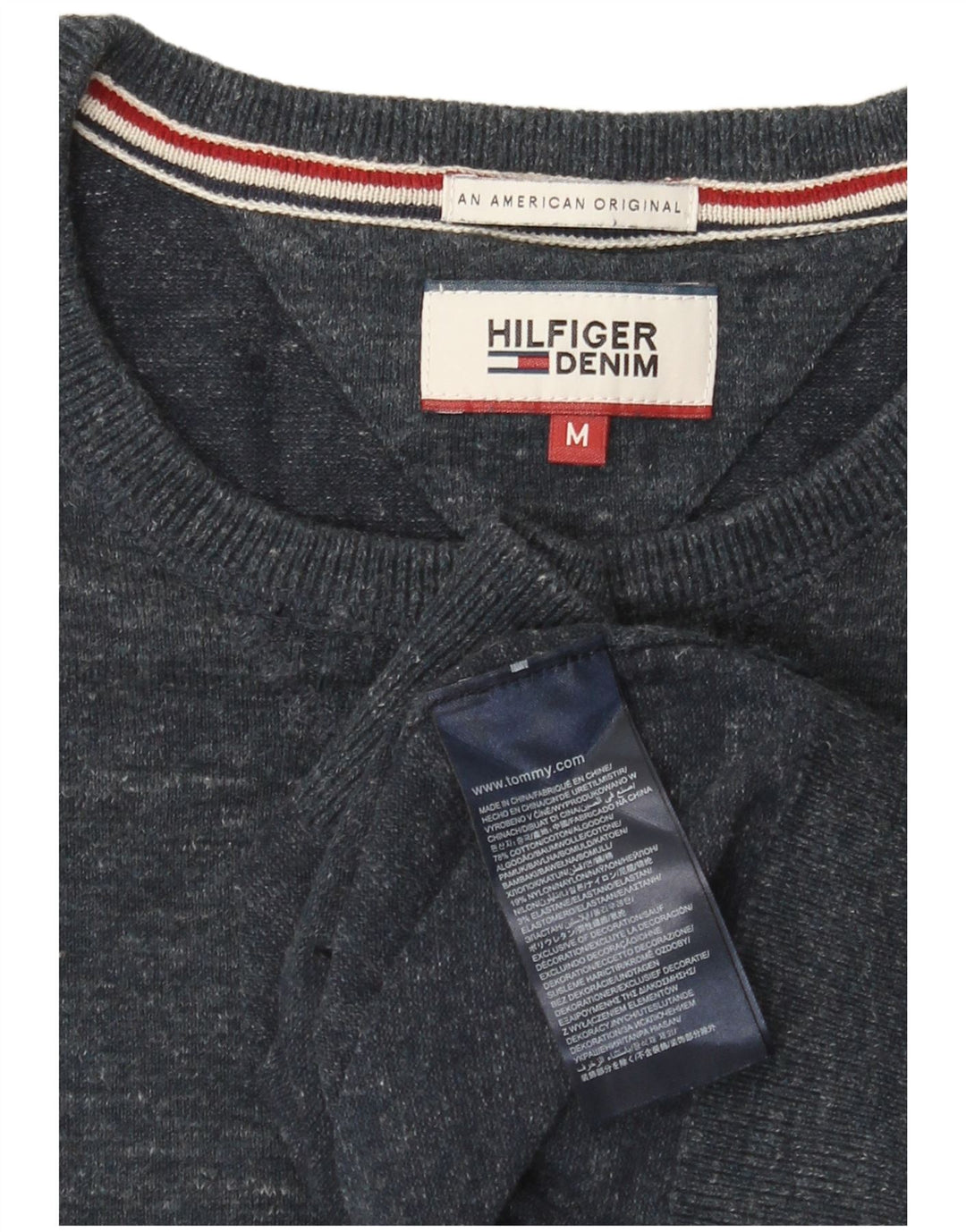 Мужской джемпер с круглым вырезом Tommy Hilfiger, средний темно-синий в крапинку