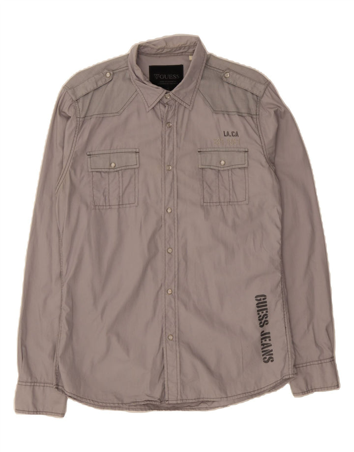 GUESS Mens Graphic Shirt Large Grey Vintage Guess and Second-Hand Guess from Messina Hembry 